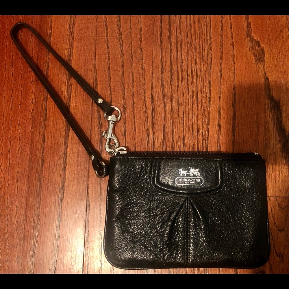 Coach Black Leather Wristlet